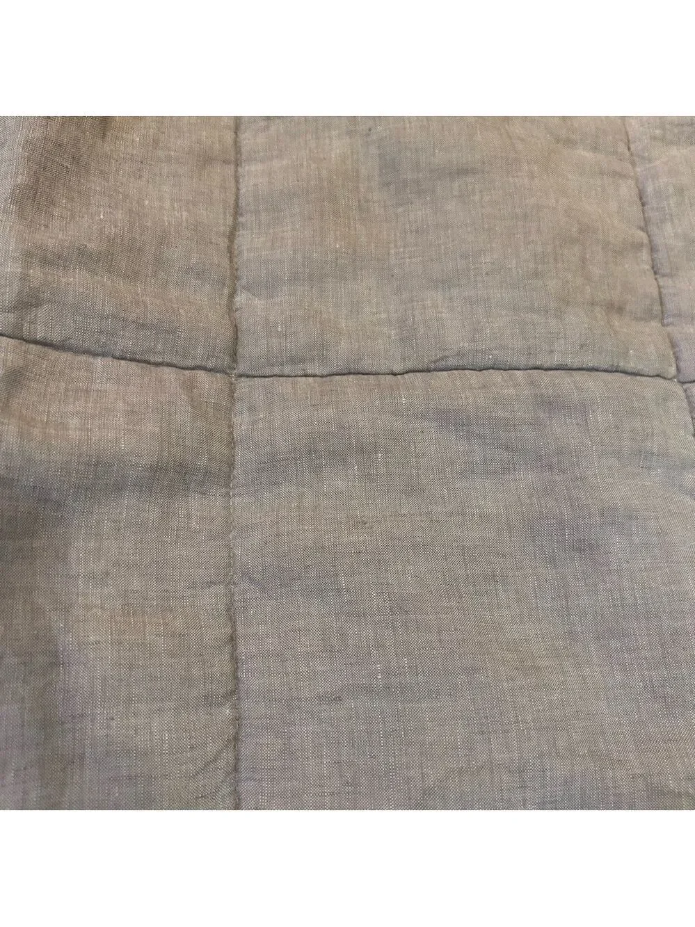 Restoration Hardware Standard Pillow Sham Gray Hand Quilted Belgian Linen 21x28”